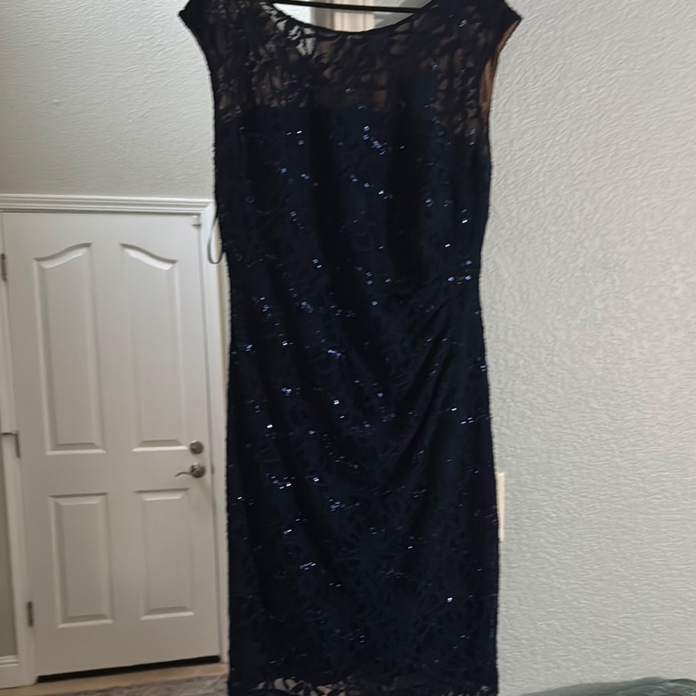 Ralph Lauren Black Sequin Embellished Sheath Dress